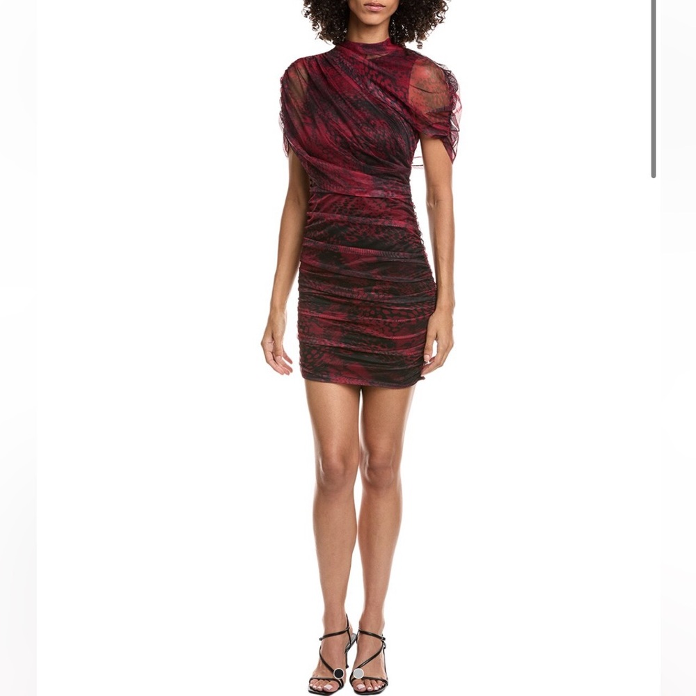 Amanda Uprichard Red Ruched Mini Dress